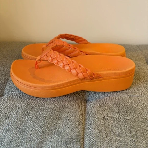Vionic Womens Ortho SlipOn/FlipFlop Sunrise Orange Thong Braided Platform Sz9 - Picture 7 of 7